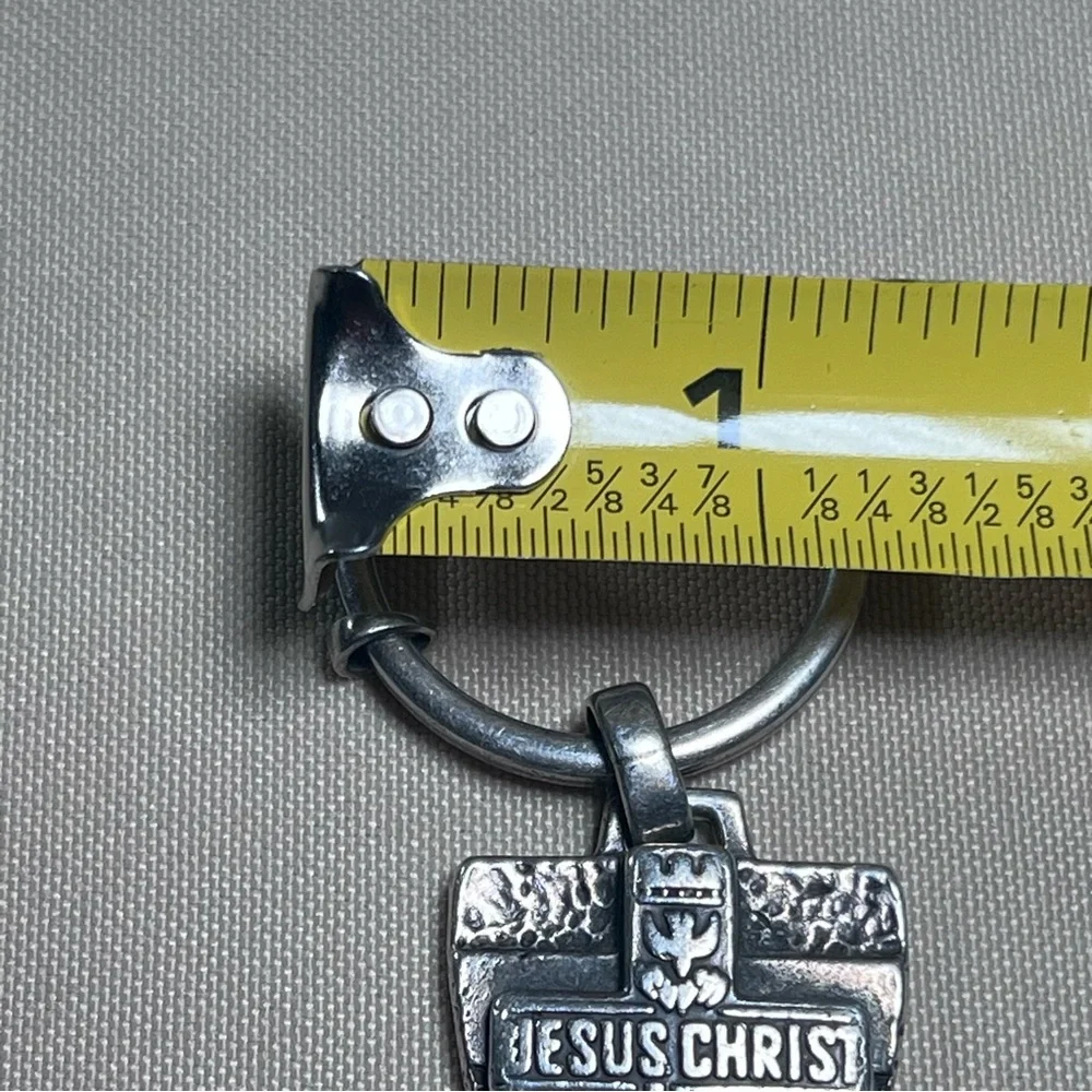 James Avery Two Pieces‎ Fused Fear Not Key Ring w/ Cross Pendant Sterling 925